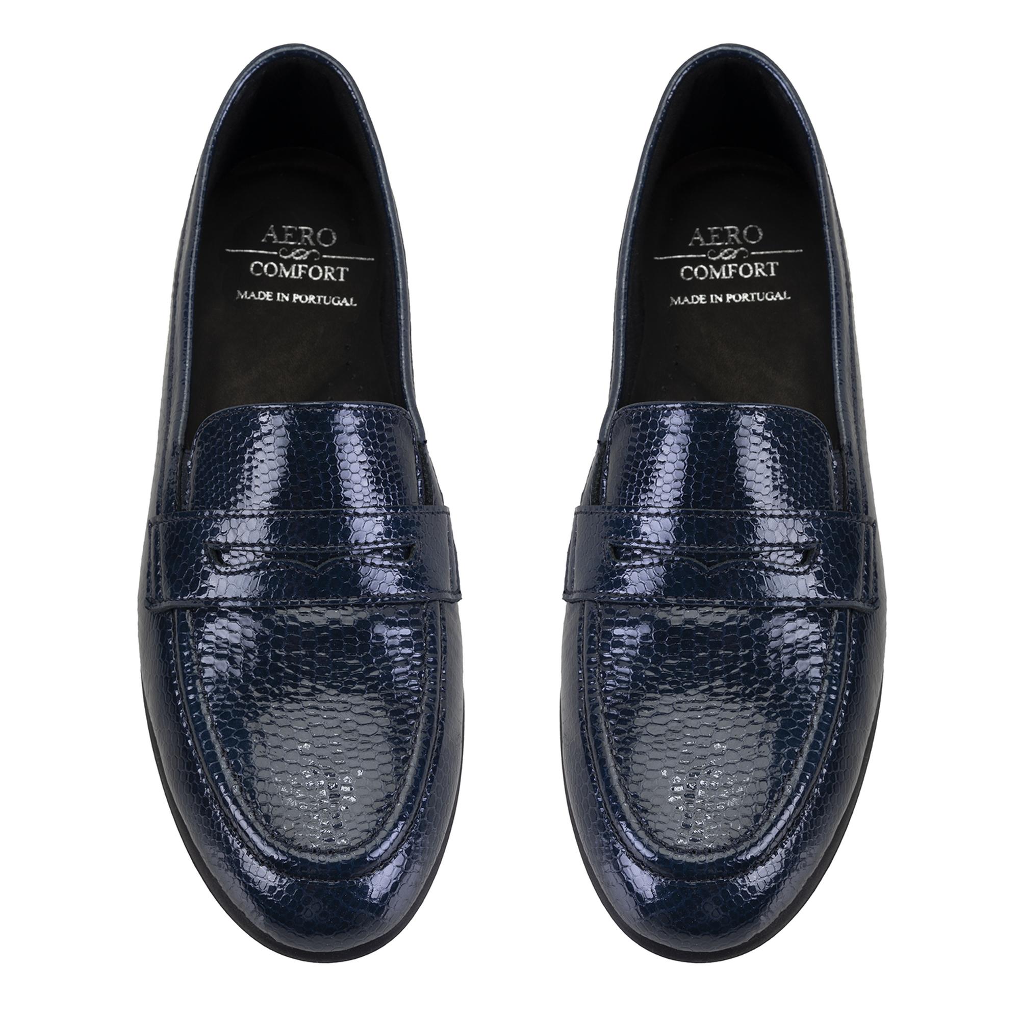 Kadın Lacivert DesaComfort Kroko Baskılı Deri Günlük Ayakkabı