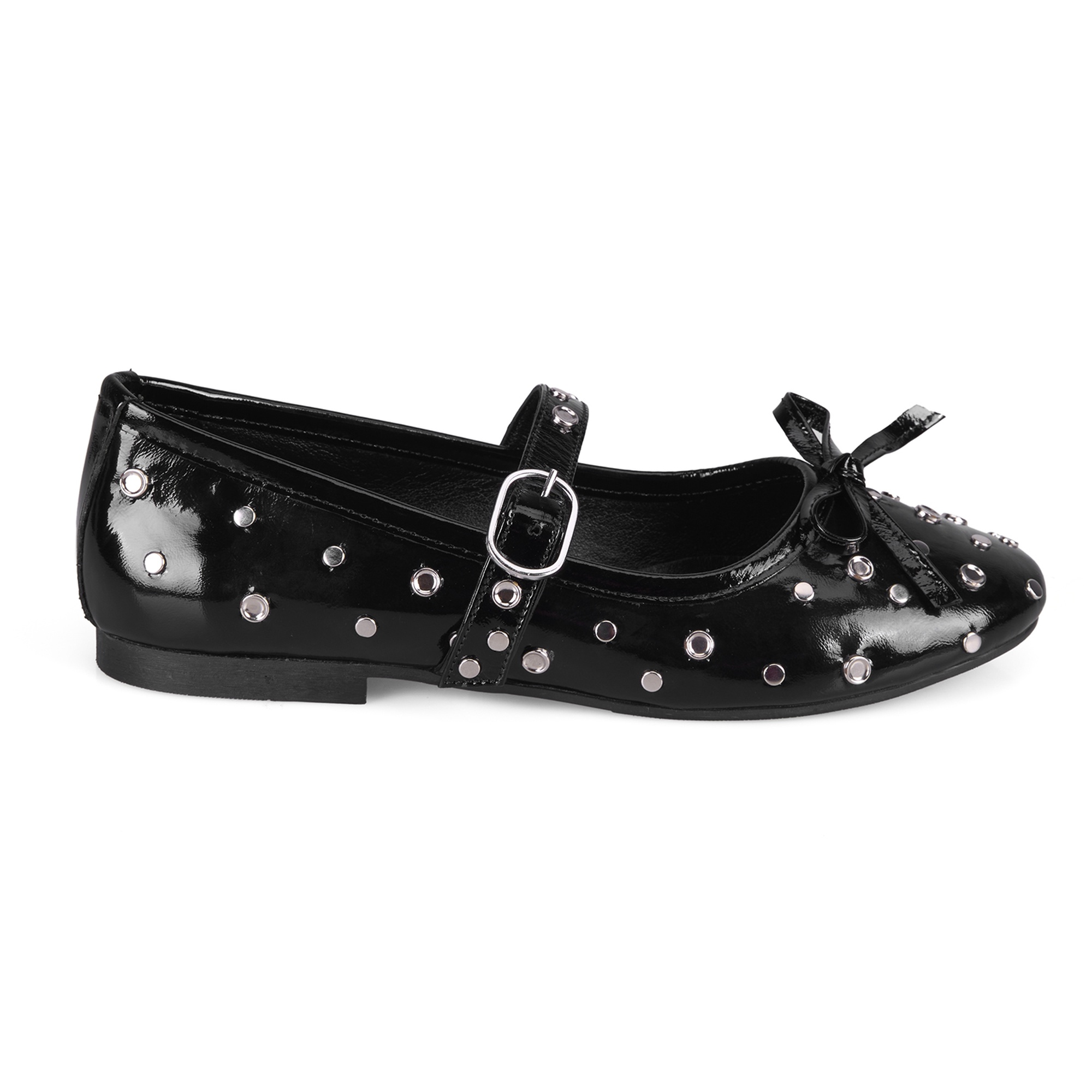 Kadın Siyah Mary Jane Deri Babet