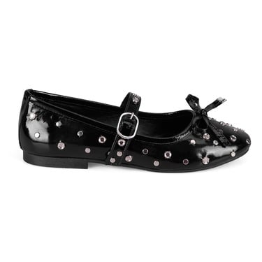  Kadın Siyah Mary Jane Deri Babet