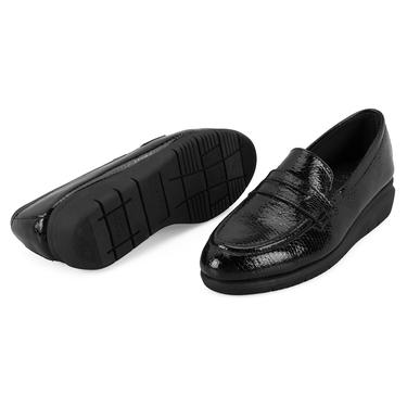  Kadın Siyah DesaComfort Kroko Baskılı Deri Günlük Ayakkabı