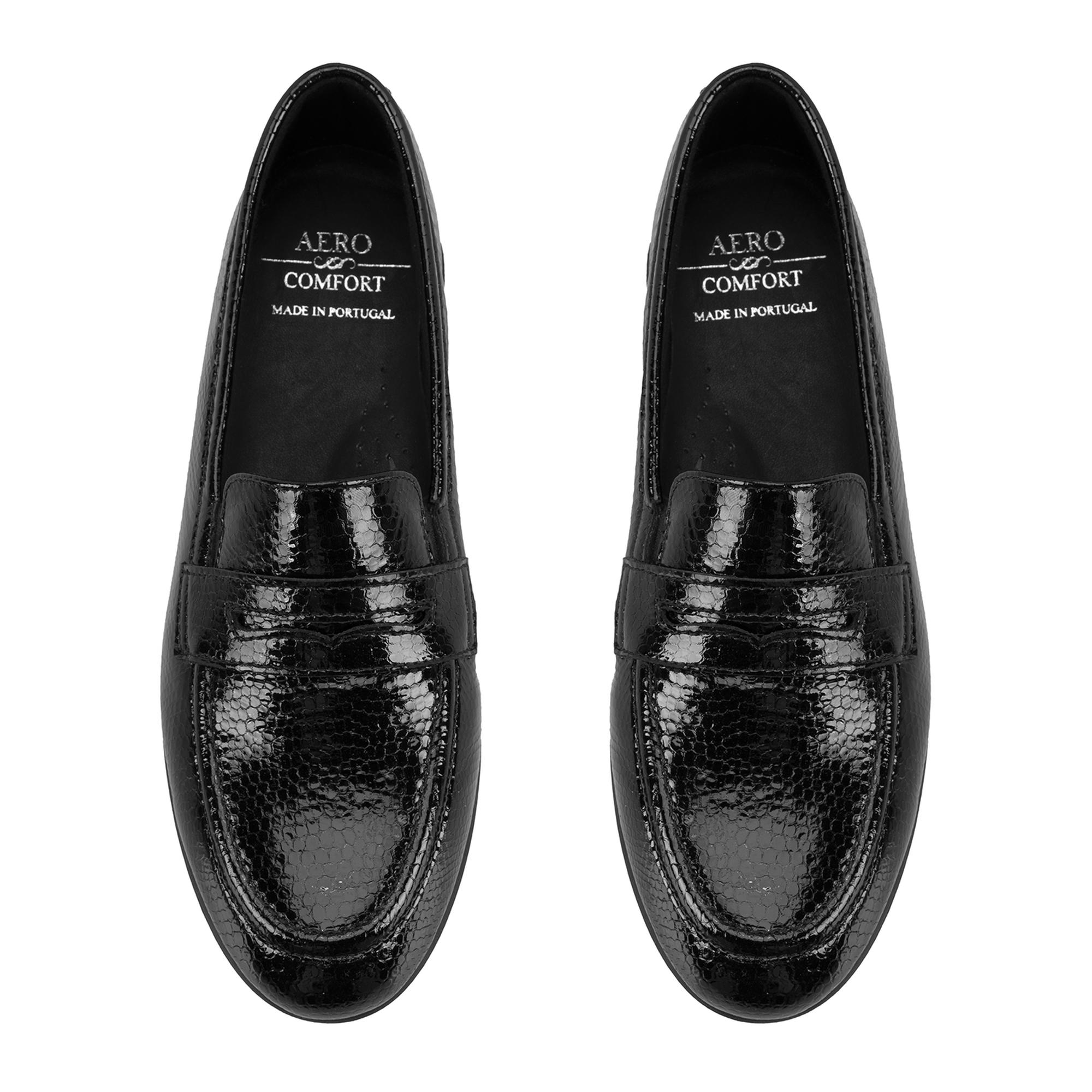 Kadın Siyah DesaComfort Kroko Baskılı Deri Günlük Ayakkabı