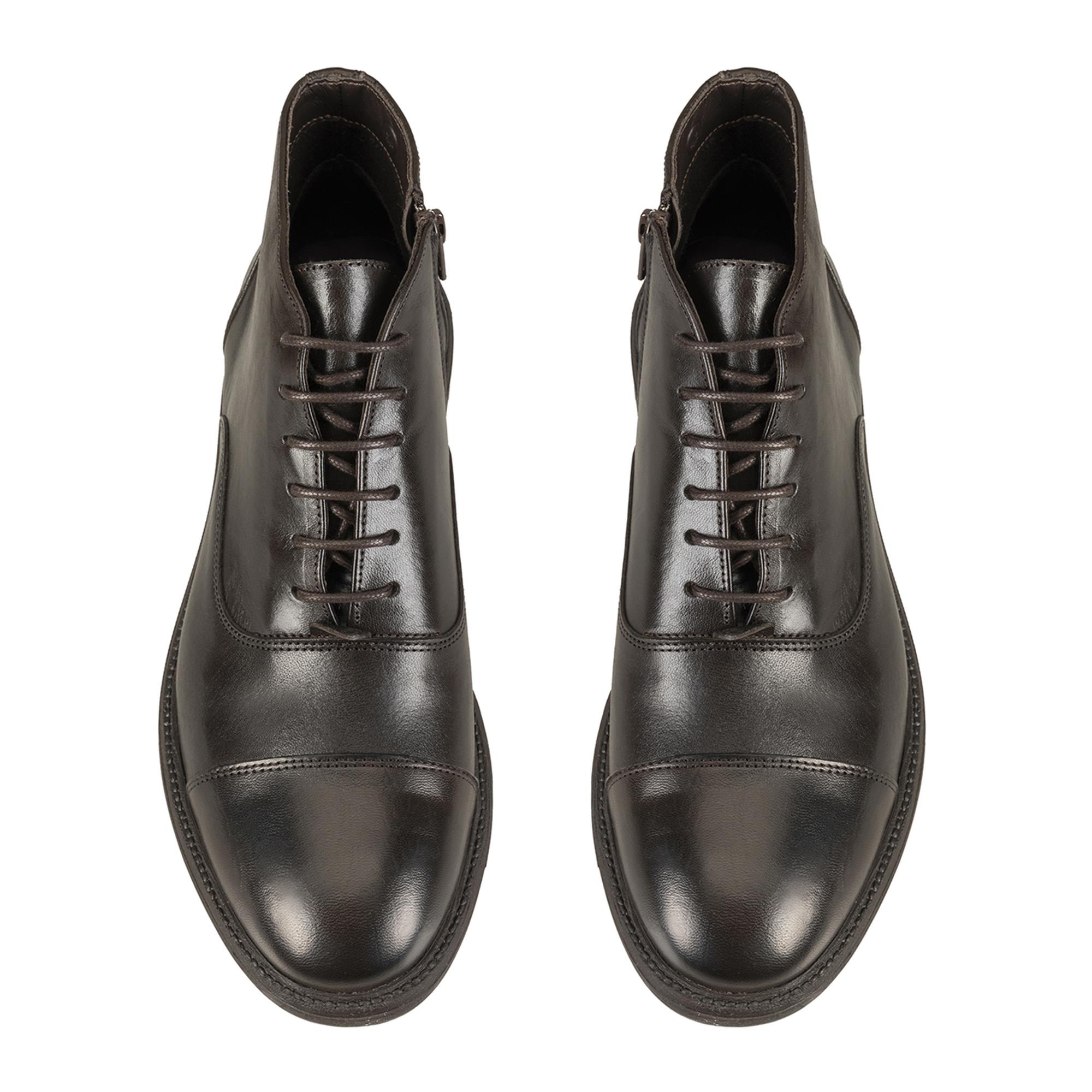 Corey Kahve Erkek Fermuarlı Deri Bot