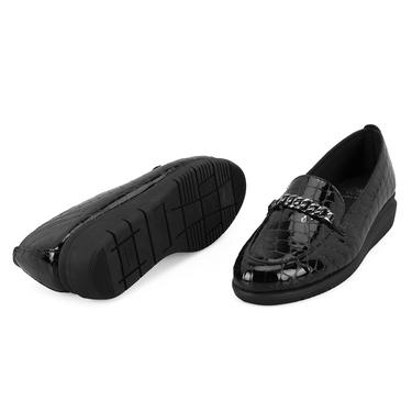  Kadın Siyah DesaComfort Kroko Baskılı Deri Günlük Ayakkabı