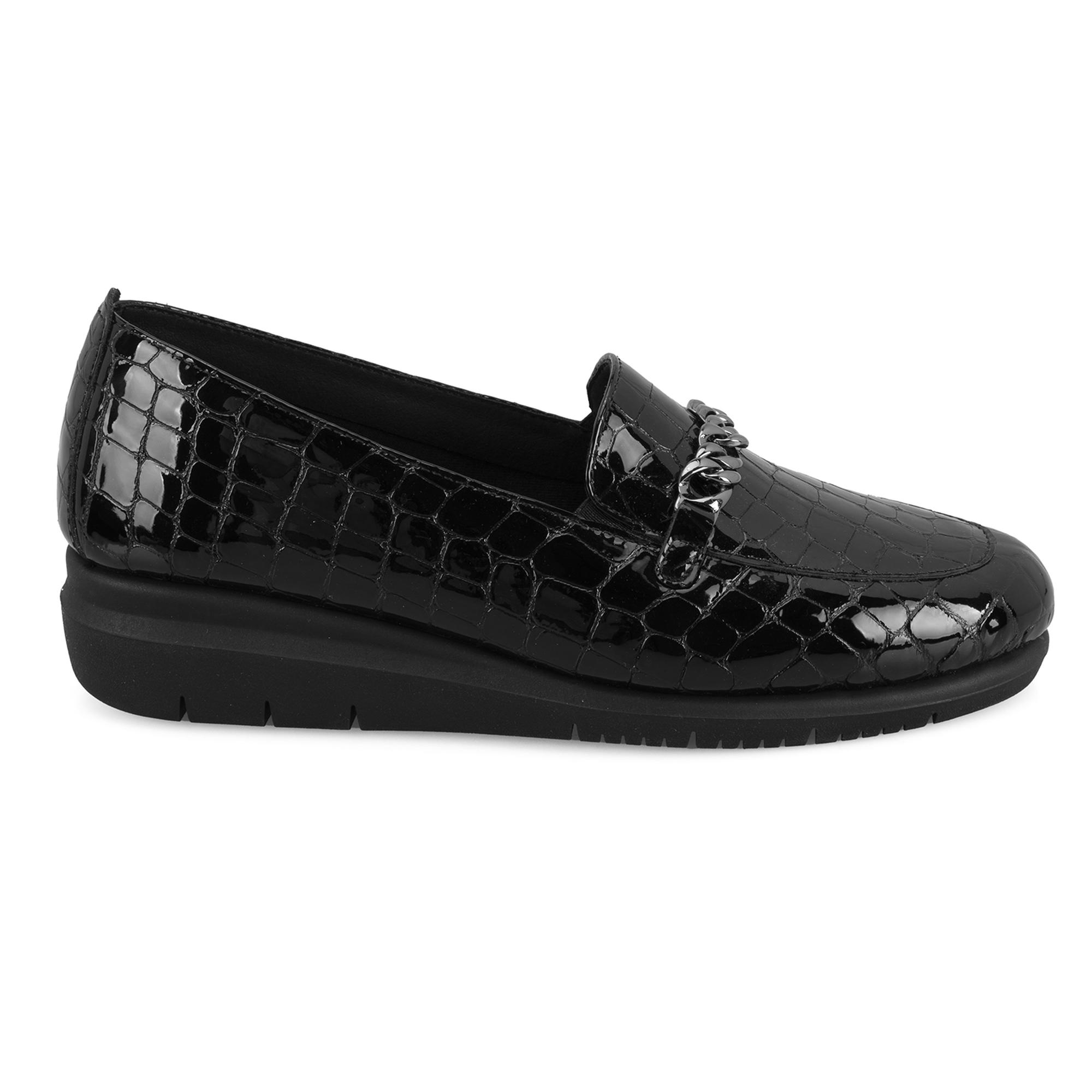 Kadın Siyah DesaComfort Kroko Baskılı Deri Günlük Ayakkabı