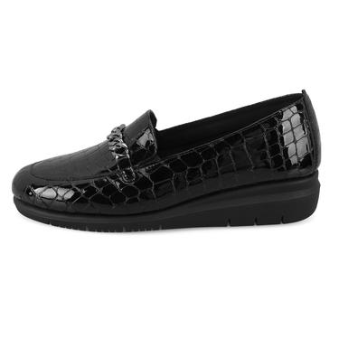  Kadın Siyah DesaComfort Kroko Baskılı Deri Günlük Ayakkabı