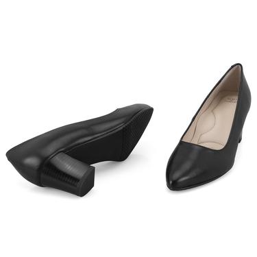  Kadın Siyah DesaComfort Topuklu Deri Klasik Ayakkabı