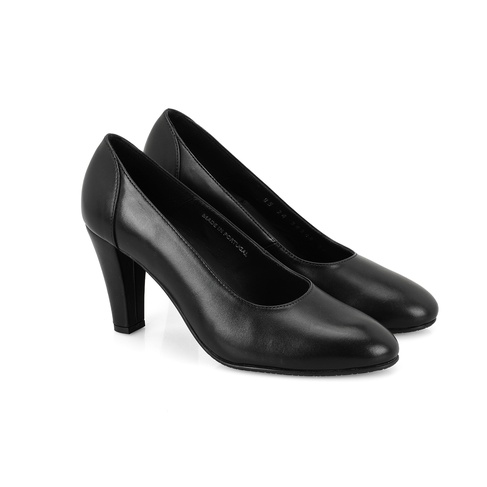  Kadın Siyah DesaComfort Topuklu Deri Klasik Ayakkabı