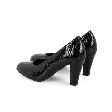  Kadın Siyah DesaComfort Kroko Baskılı Deri Klasik Ayakkabı