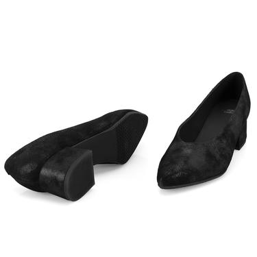  Kadın Siyah DesaComfort Topuklu Süet Deri Klasik Ayakkabı