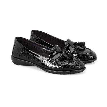  Kadın Siyah DesaComfort Aksesuar Detaylı Deri Loafer