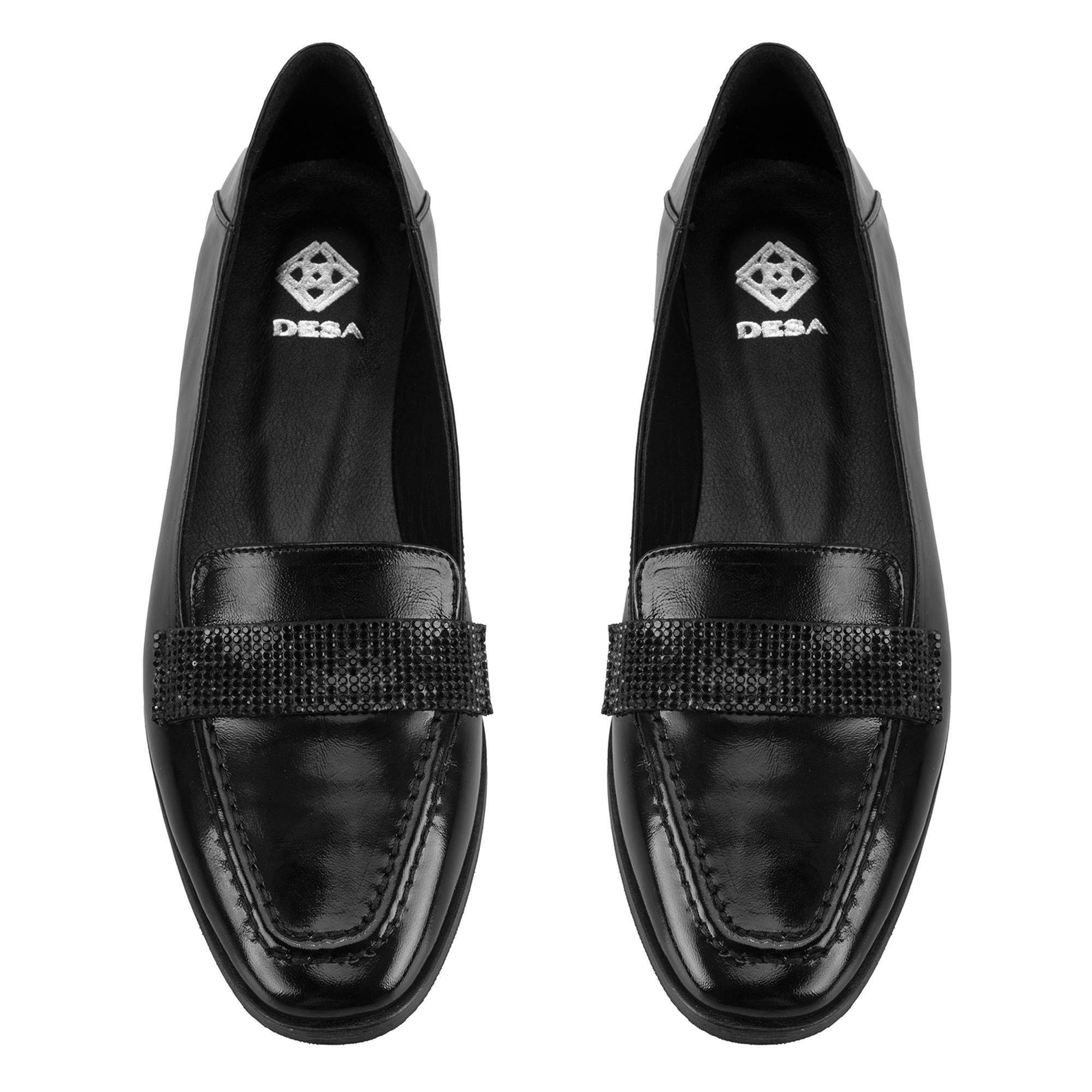 Kadın Siyah Deri Babet