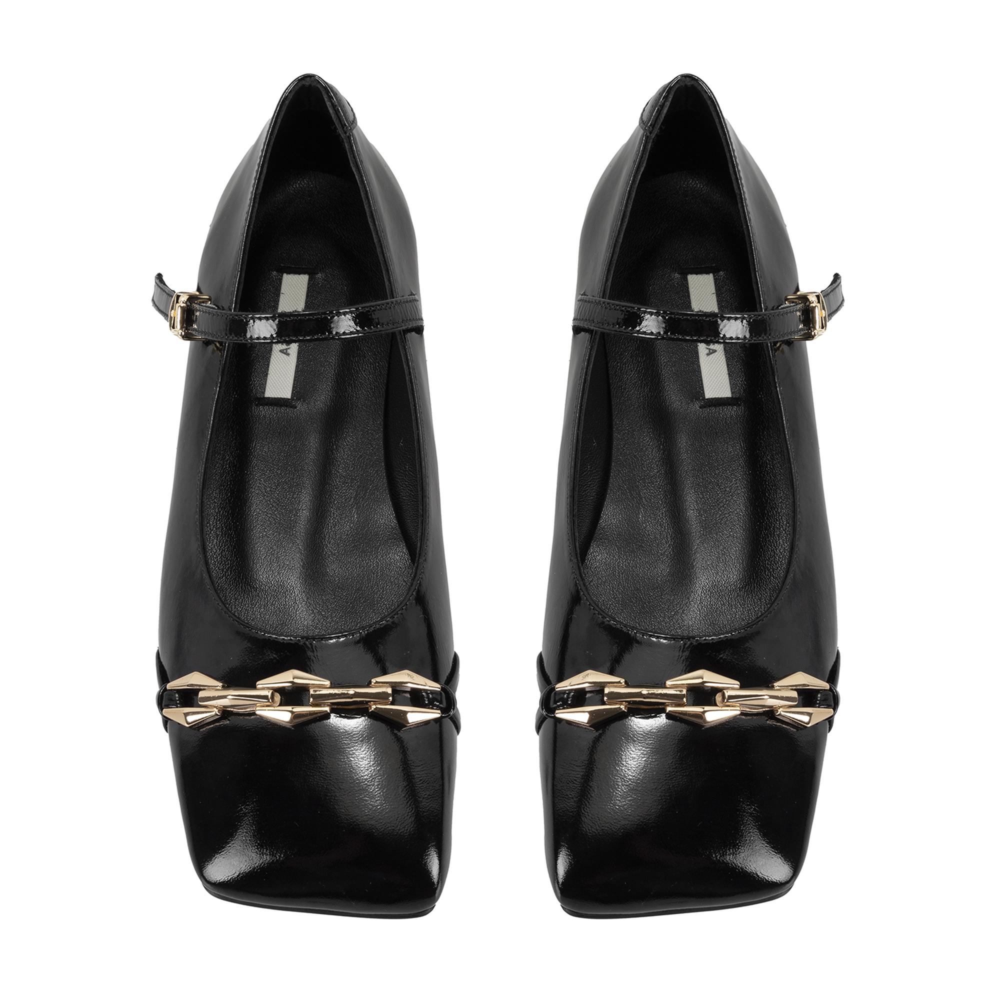 Kadın Siyah Mary Jane Deri Babet