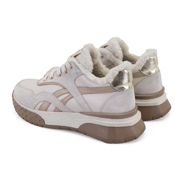  Kadın Bej Süet Deri Spor Ayakkabı