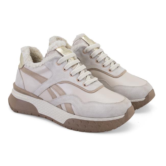  Kadın Bej Süet Deri Spor Ayakkabı