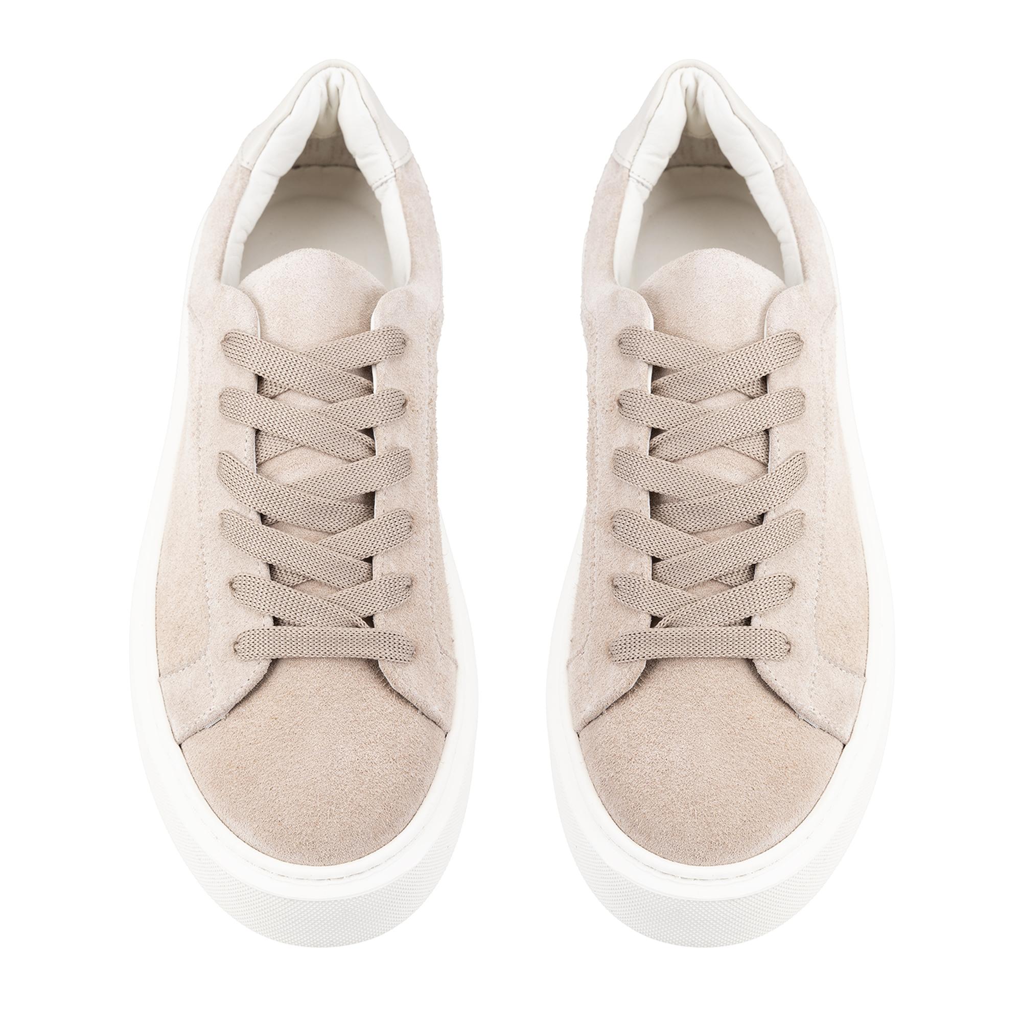 Kadın Bej Süet Deri Spor Ayakkabı