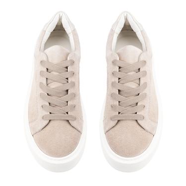  Kadın Bej Süet Deri Spor Ayakkabı