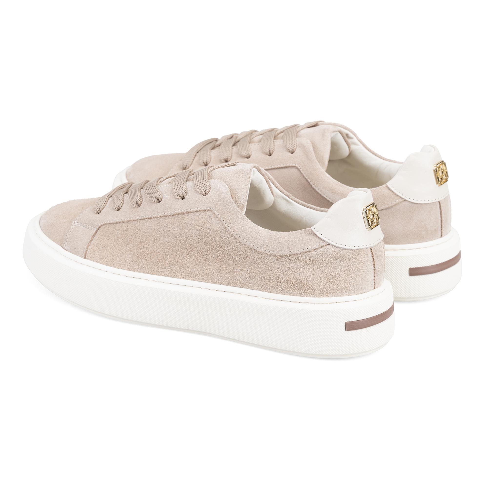 Kadın Bej Süet Deri Spor Ayakkabı