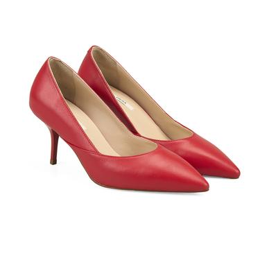  Kadın Kırmızı Topuklu Deri Stiletto