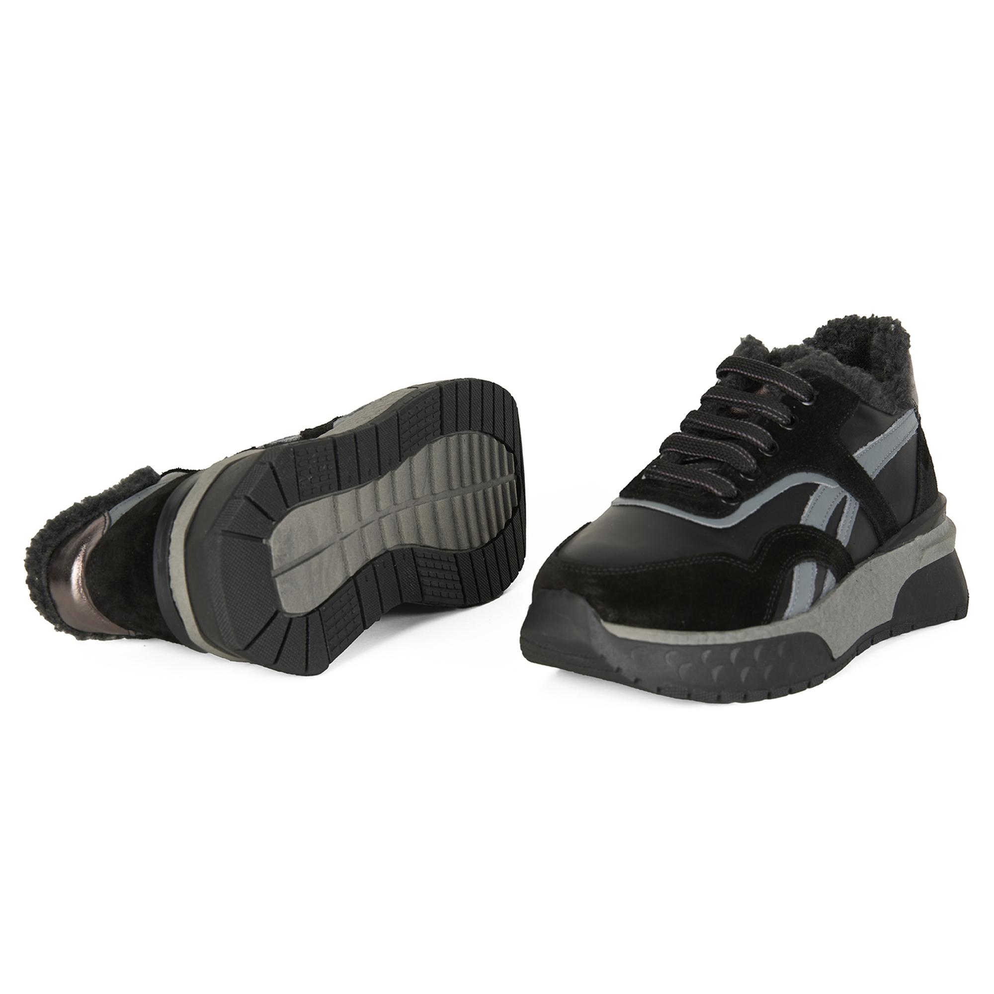 Kadın Siyah Süet Deri Spor Ayakkabı