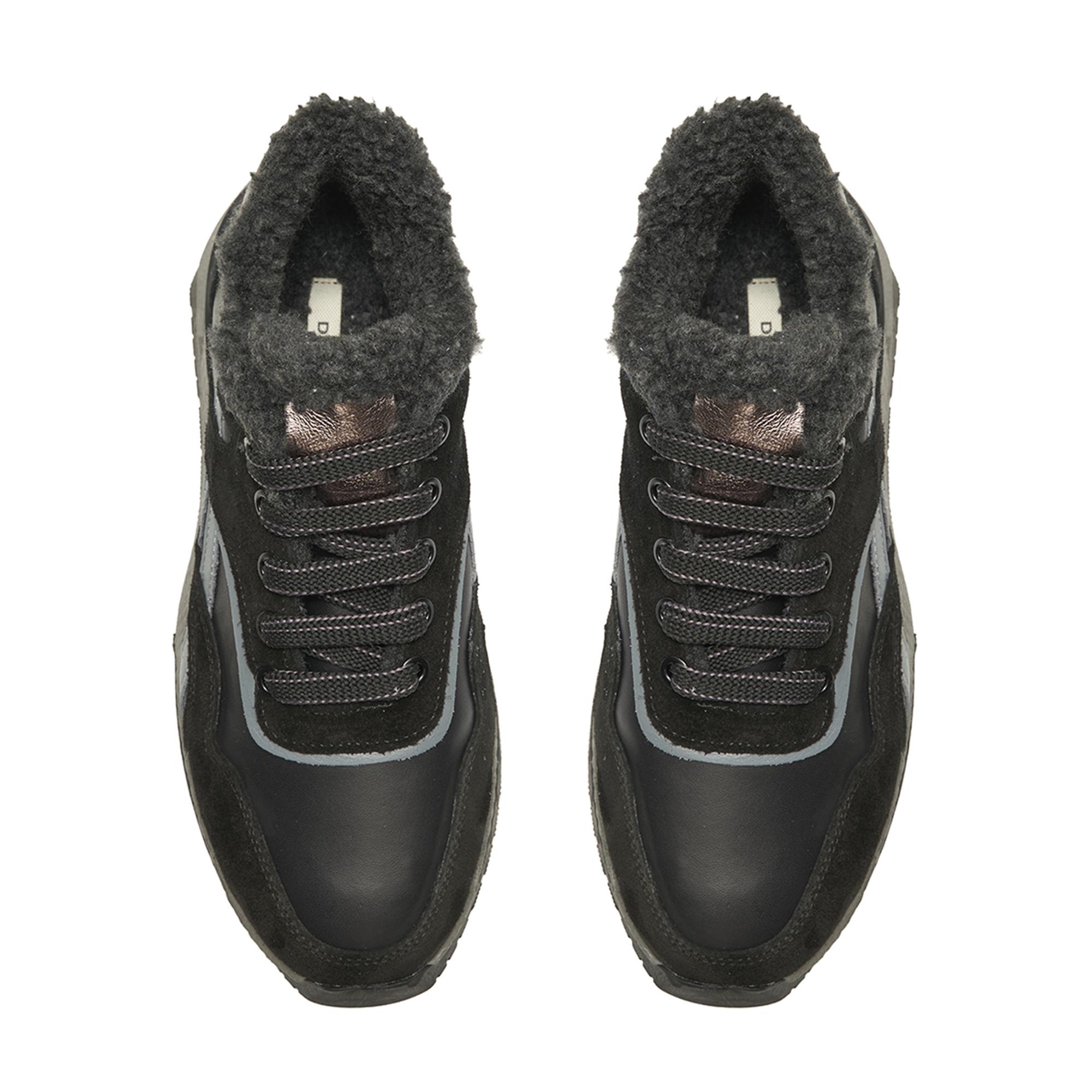 Kadın Siyah Süet Deri Spor Ayakkabı