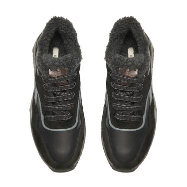  Kadın Siyah Süet Deri Spor Ayakkabı