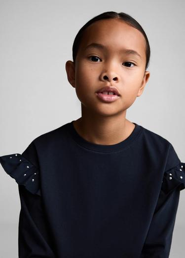  Mango Çocuk Volanlı Zımbalı Tişört Lacivert
