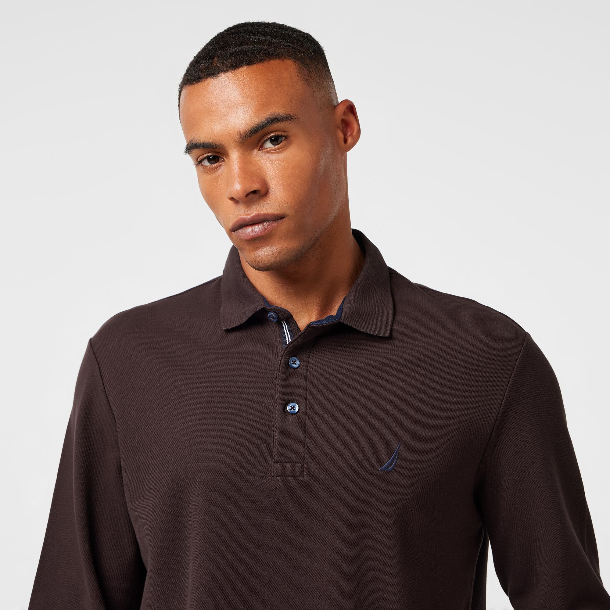 Nautica Erkek Kahverengi Uzun Kollu Polo Yaka T-Shirt