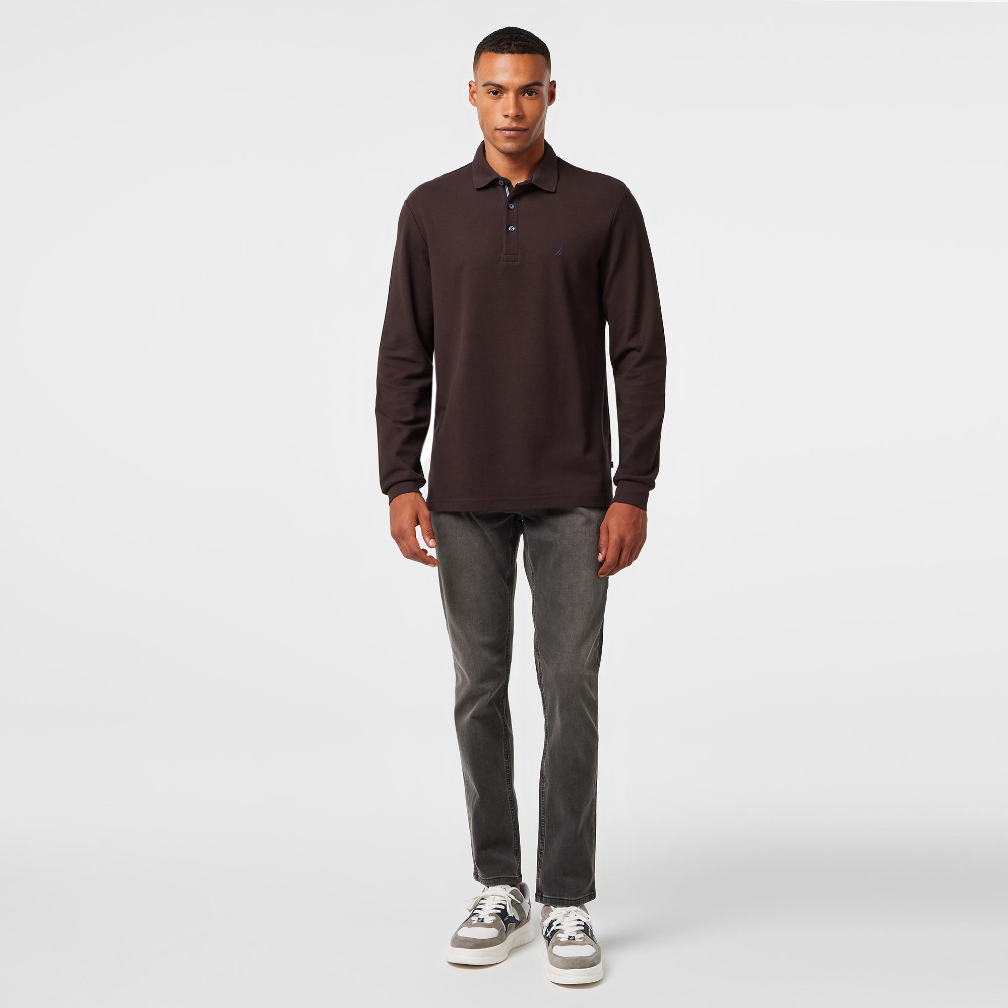 Nautica Erkek Kahverengi Uzun Kollu Polo Yaka T-Shirt