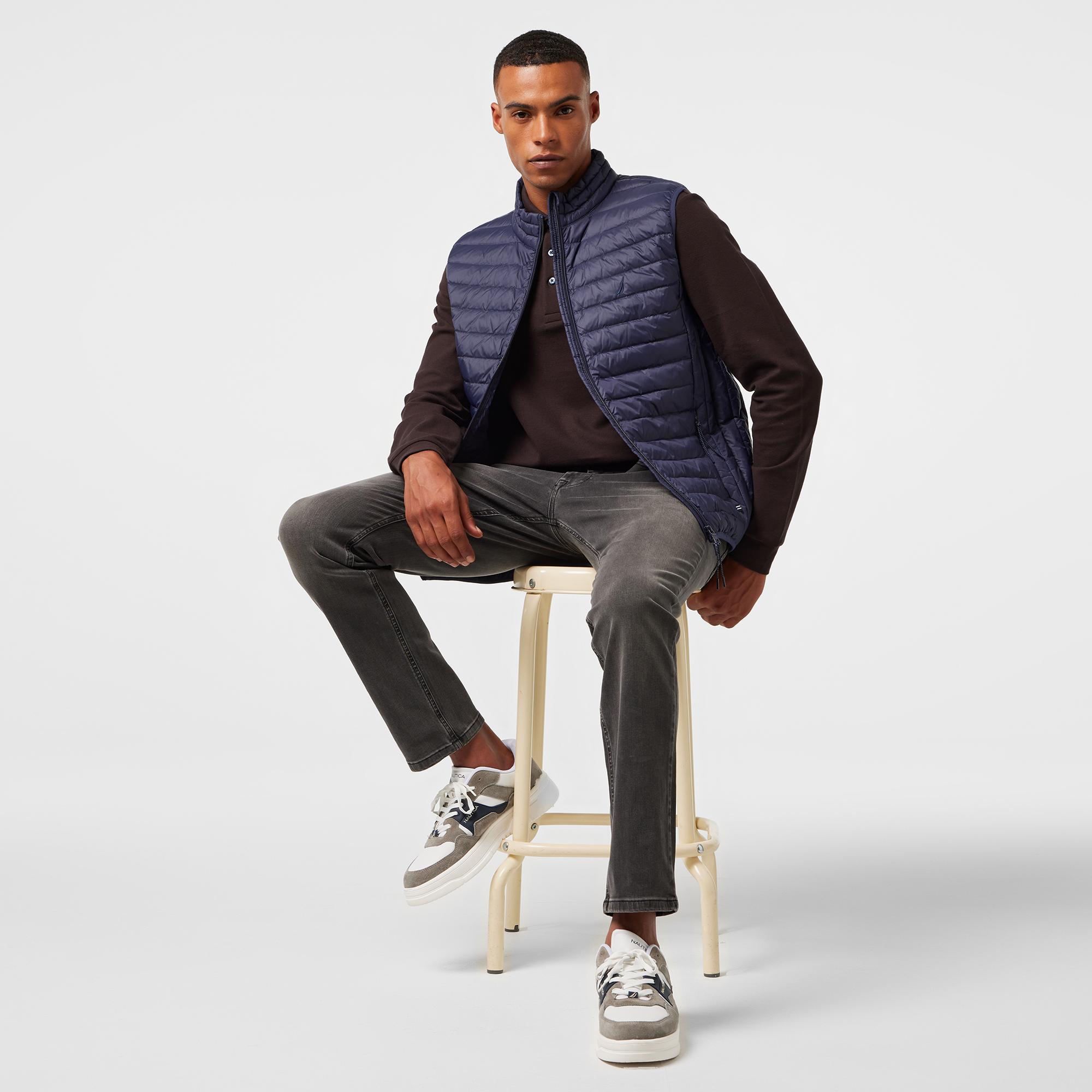 Nautica Erkek Lacivert Su Kaydırma Özellikli Kaz Tüyü Yelek