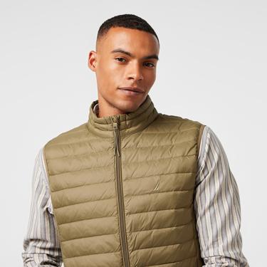  Nautica Erkek Haki Su Kaydırma Özellikli Kaz Tüyü Yelek