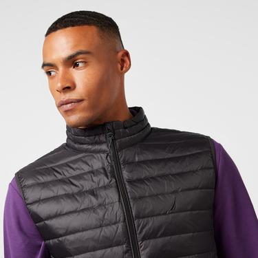  Nautica Erkek Siyah Su Kaydırma Özellikli Kaz Tüyü Yelek