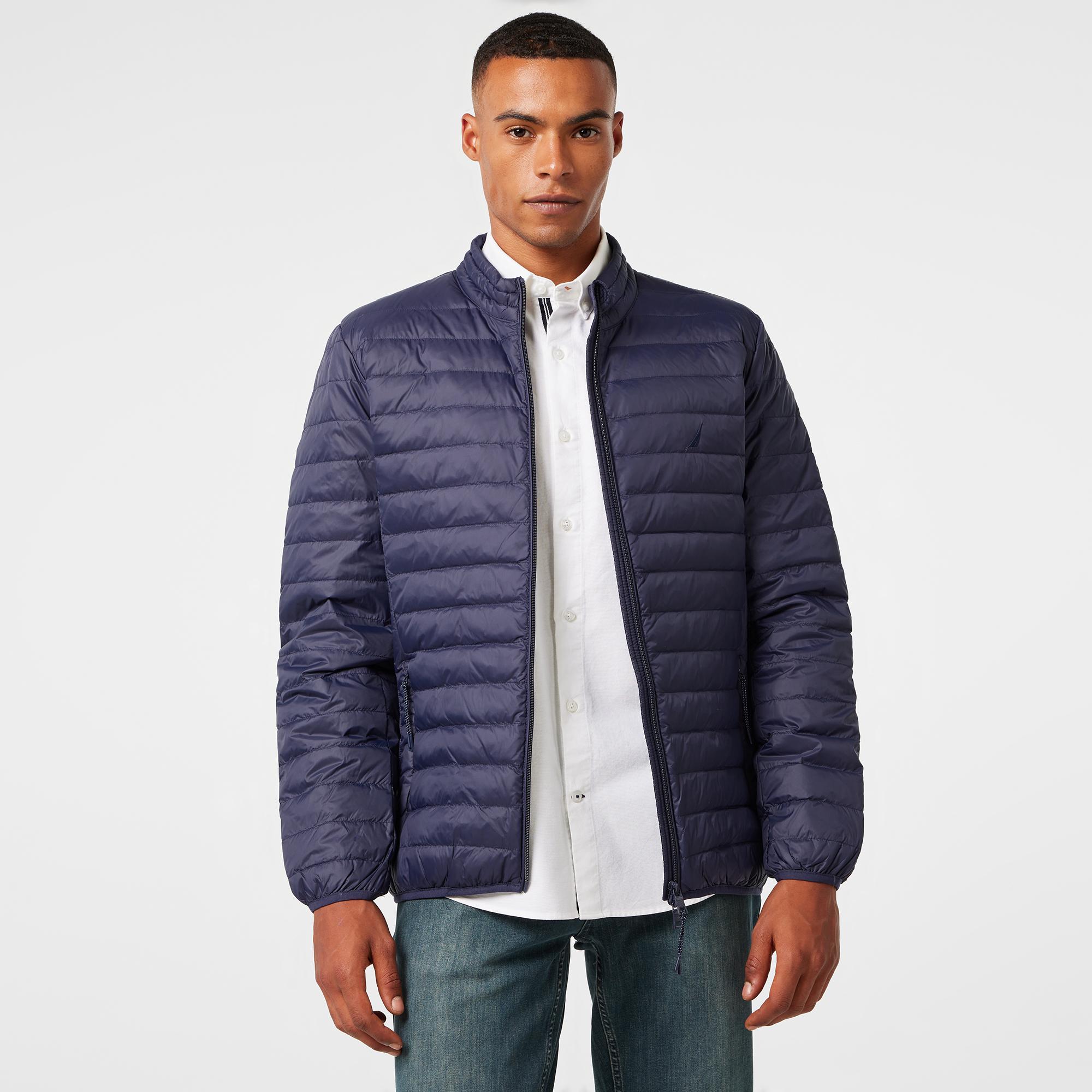 Nautica Erkek Lacivert Su Kaydırma Özellikli Kaz Tüyü Mont