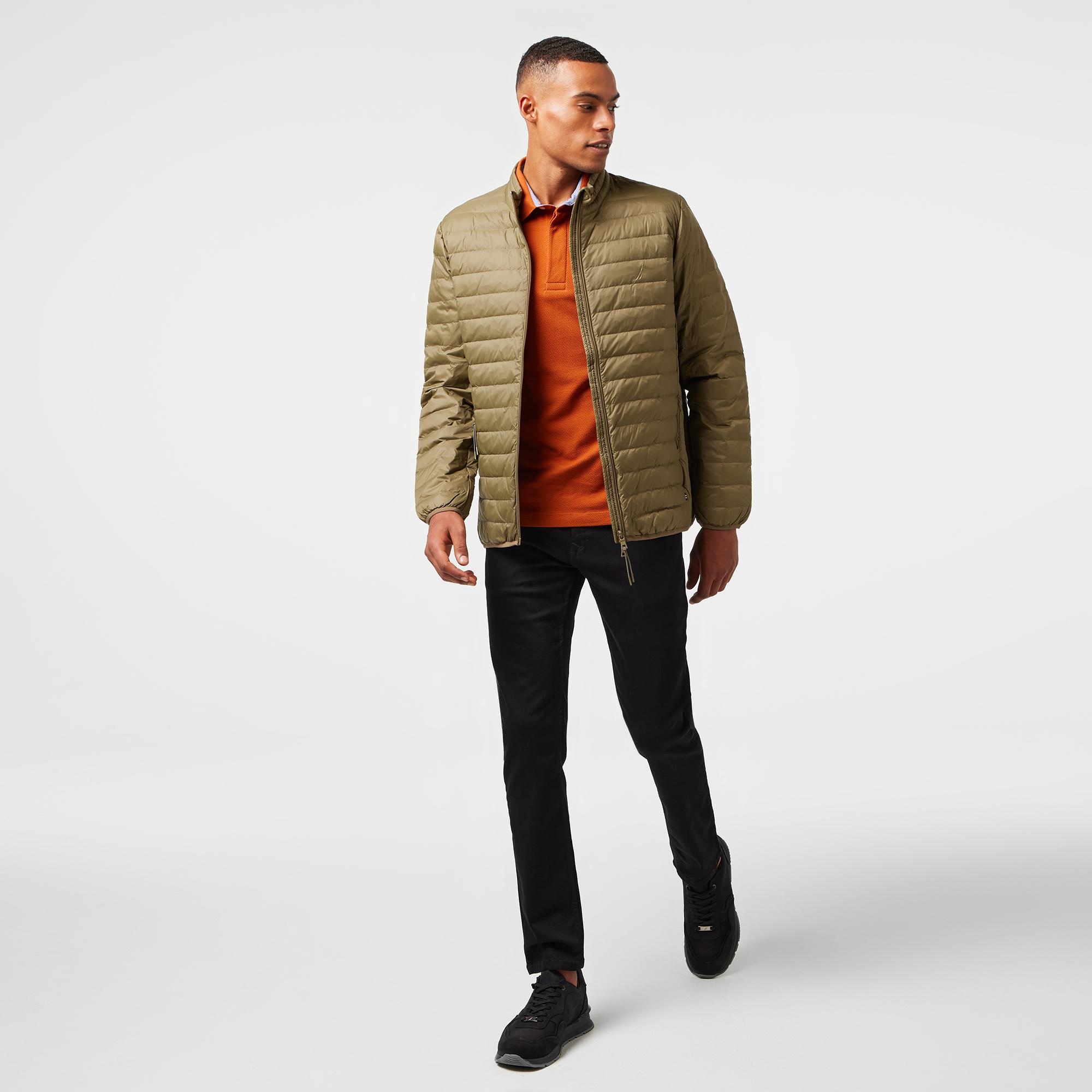 Nautica Erkek Haki Su Kaydırma Özellikli Kaz Tüyü Mont