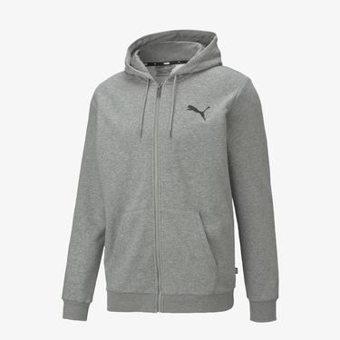  Puma Essentials Small Logo Full-Zip  Erkek Gri Günlük Sweatshirt