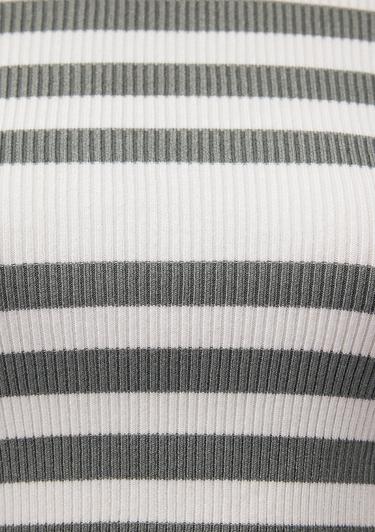  Mavi Bisiklet Yaka Çizgili Haki Kazak Fitted / Vücuda Oturan Kesim 1710521-87899