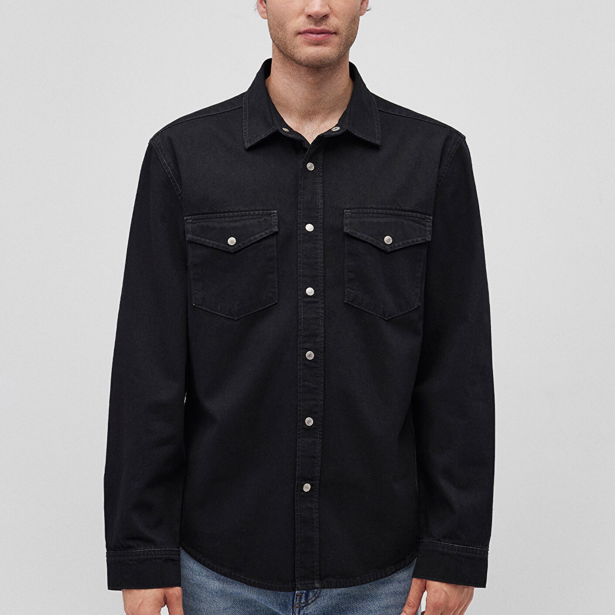 Mavi Ted Koyu Dumanlı Denim Jean Gömlek Slim Fit / Dar Kesim 0210909-87934