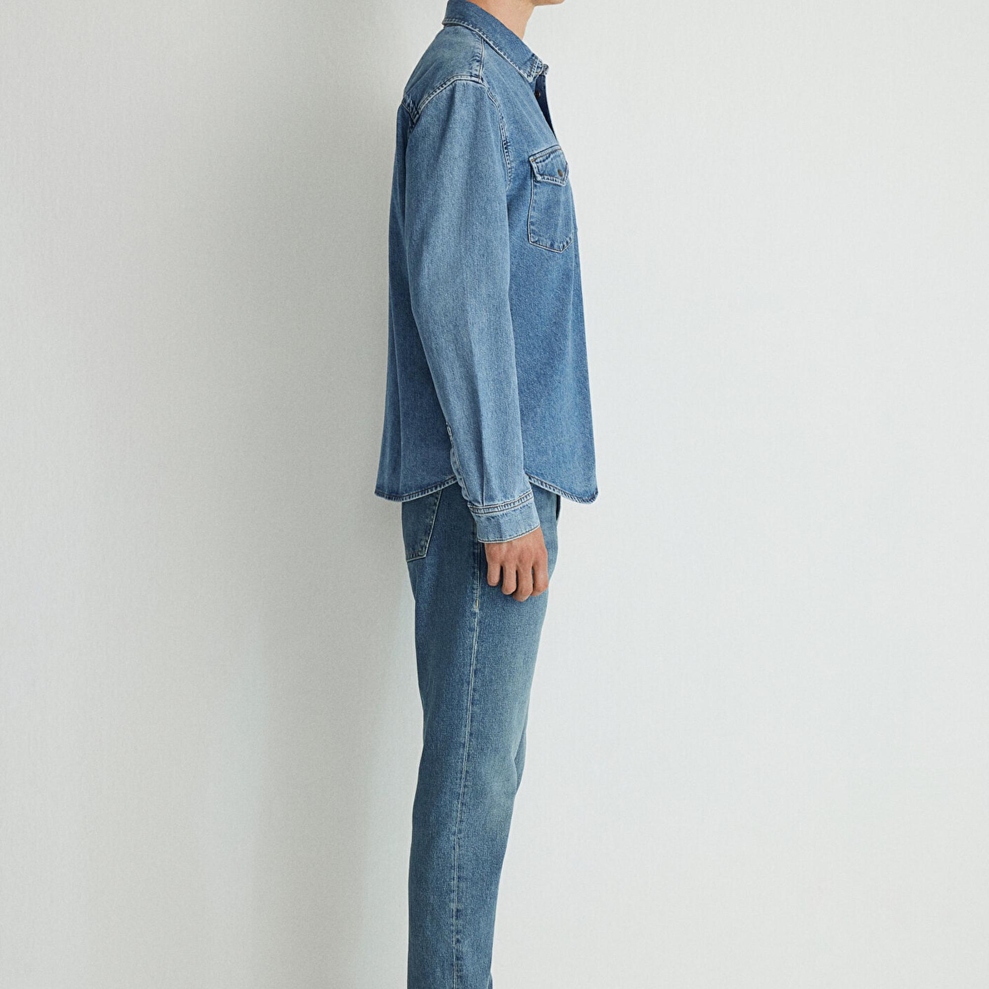 Mavi Ted Indigo Mavisi Denim Jean Gömlek Slim Fit / Dar Kesim 0210909-87933