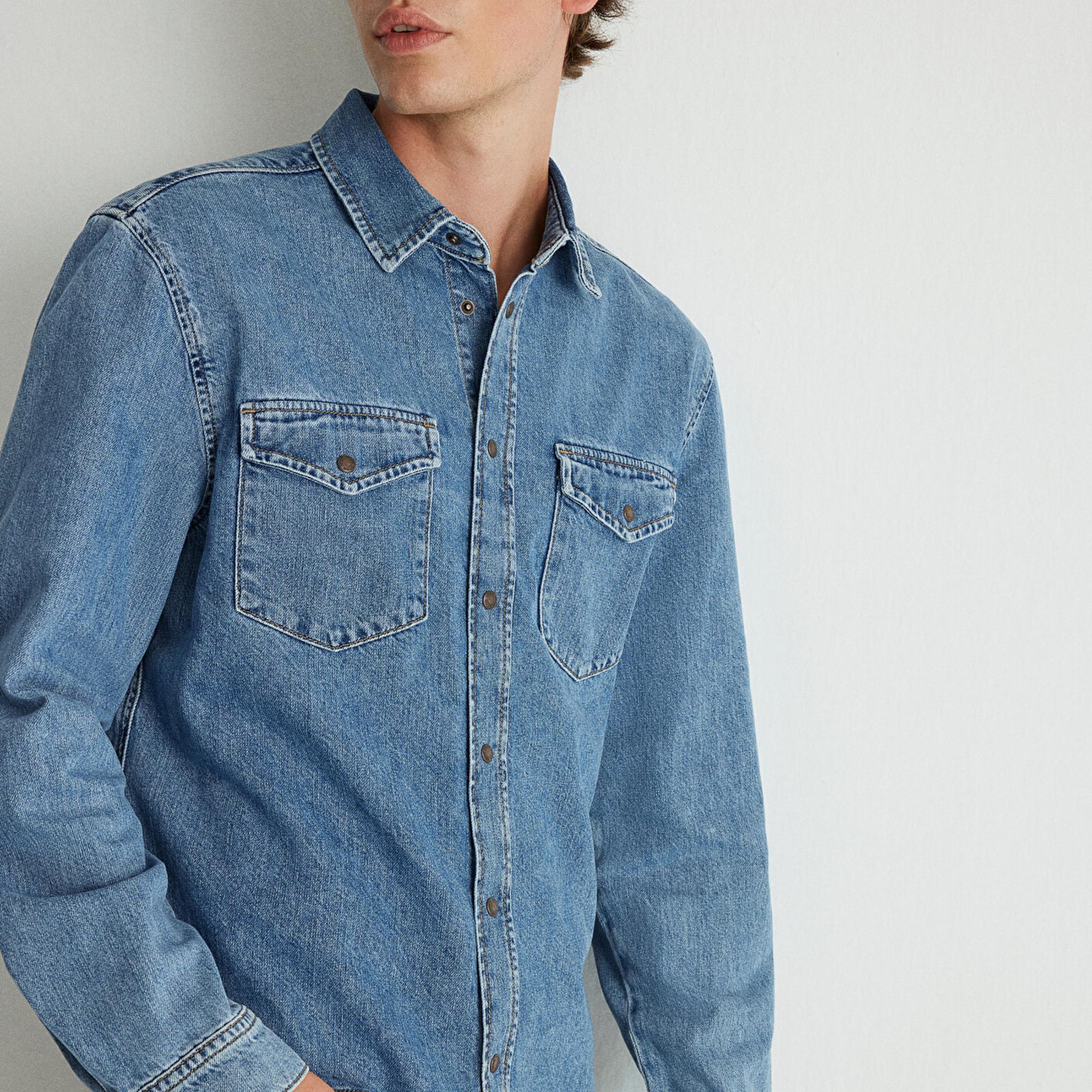 Mavi Ted Indigo Mavisi Denim Jean Gömlek Slim Fit / Dar Kesim 0210909-87933