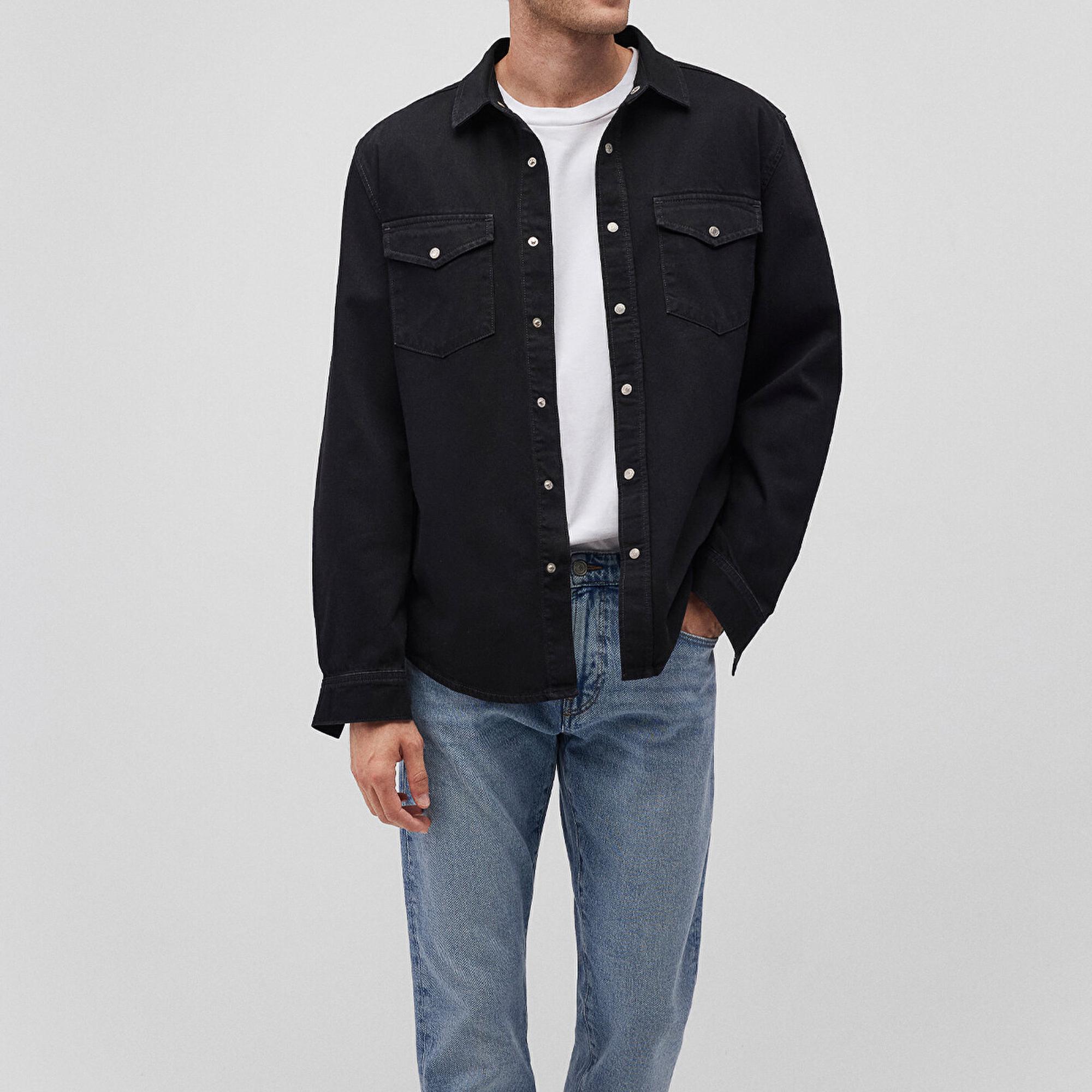 Mavi Ted Koyu Dumanlı Denim Jean Gömlek Slim Fit / Dar Kesim 0210909-87934