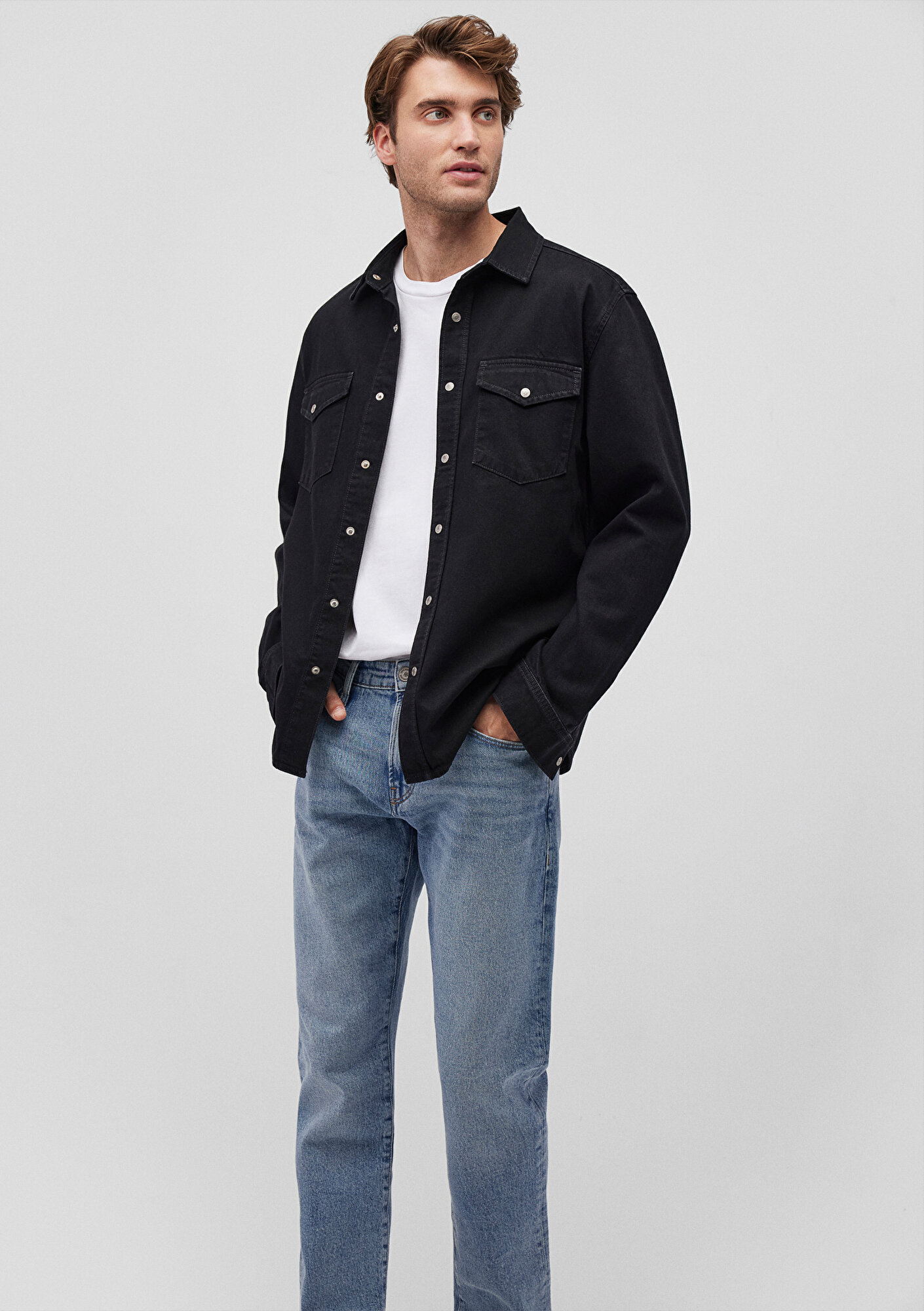  Mavi Ted Koyu Dumanlı Denim Jean Gömlek Slim Fit / Dar Kesim 0210909-87934