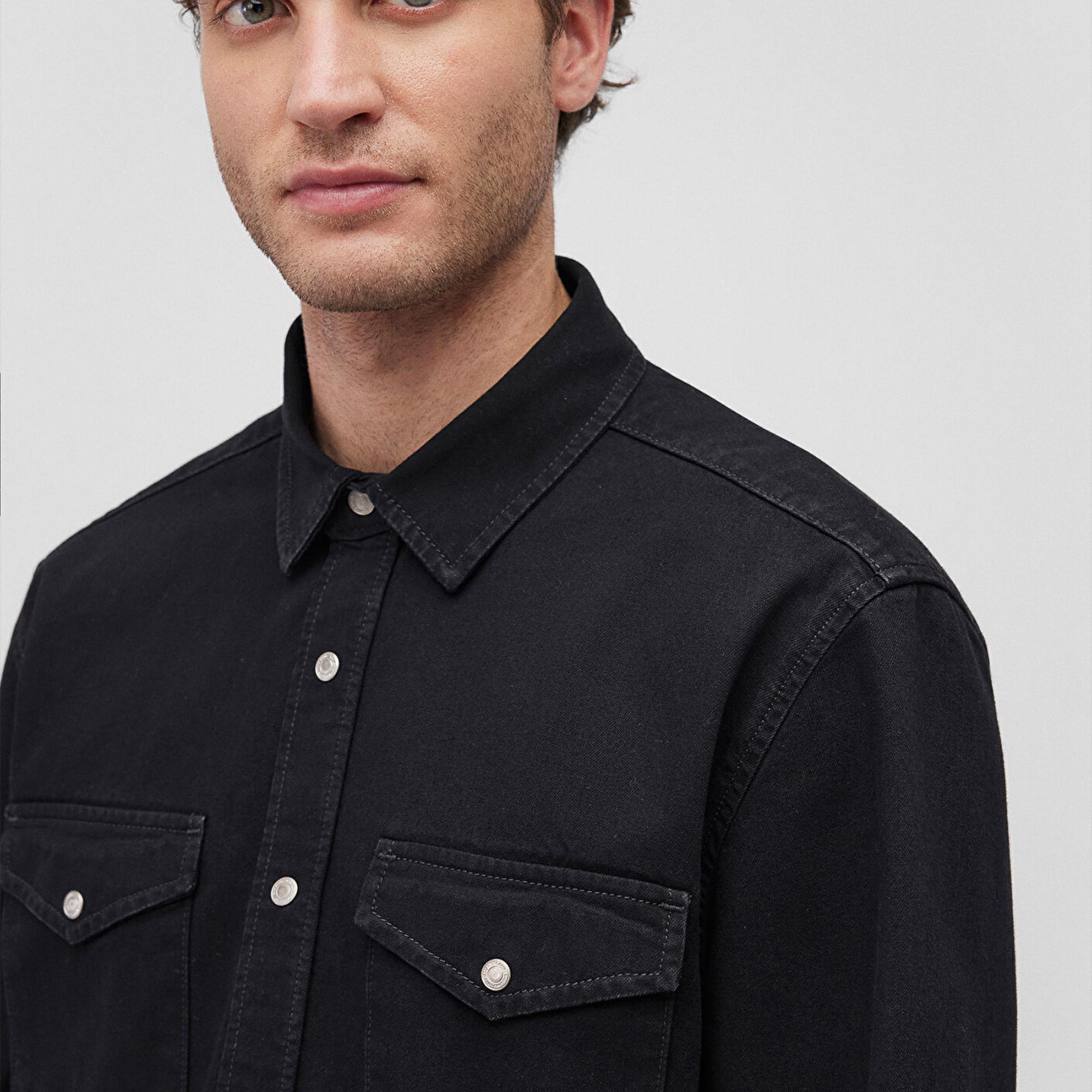 Mavi Ted Koyu Dumanlı Denim Jean Gömlek Slim Fit / Dar Kesim 0210909-87934