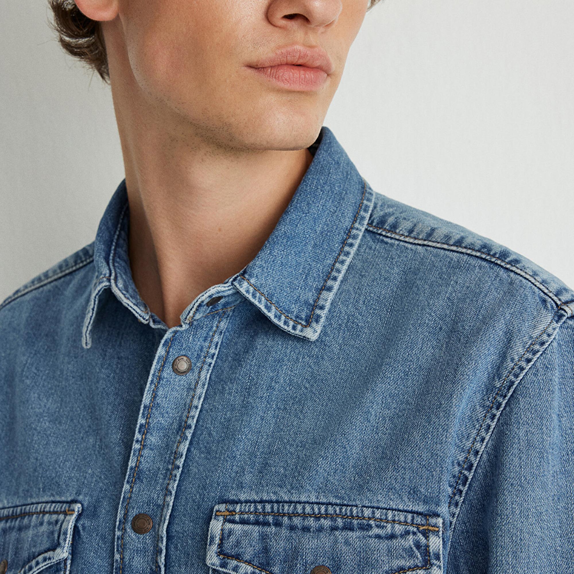 Mavi Ted Indigo Mavisi Denim Jean Gömlek Slim Fit / Dar Kesim 0210909-87933