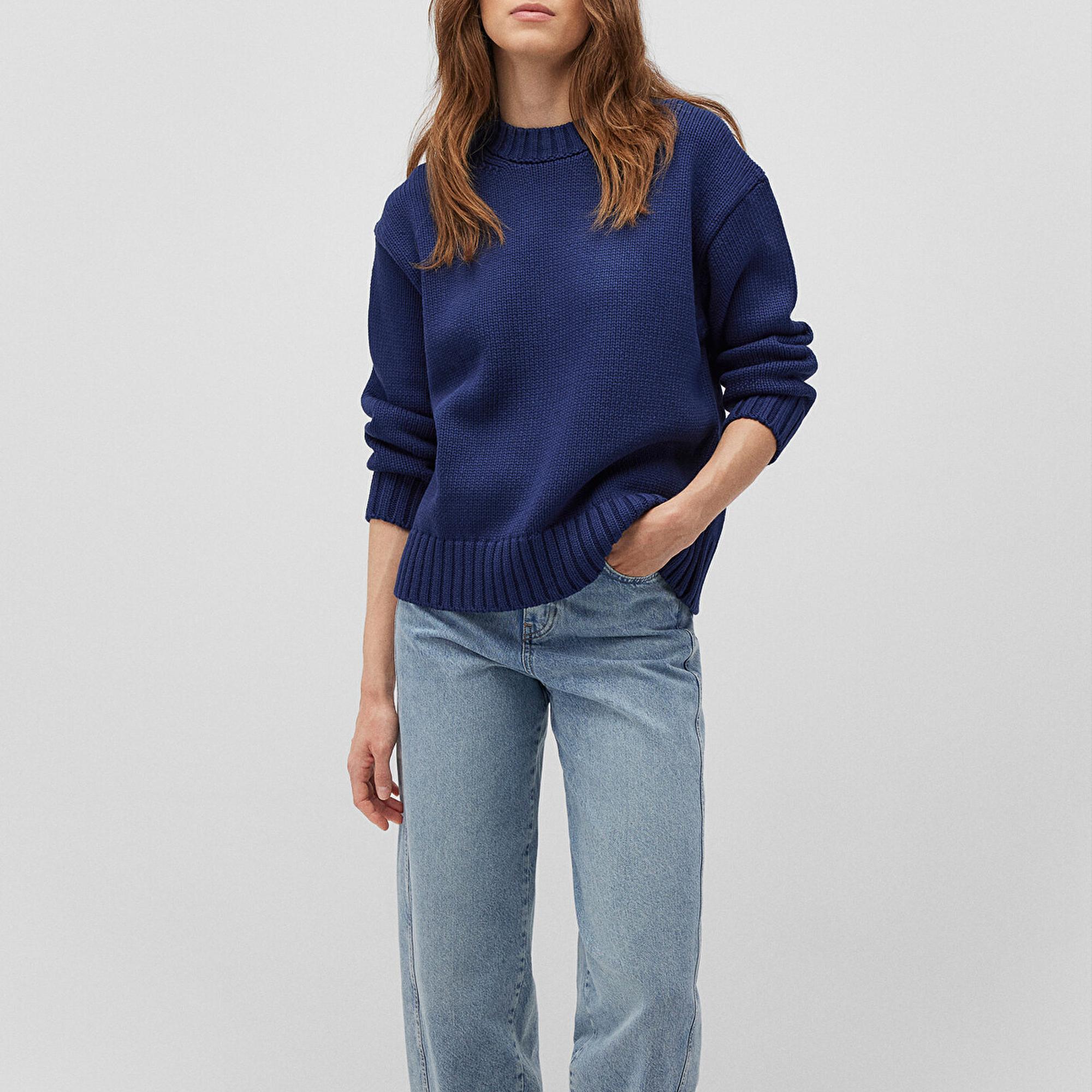 Mavi Bisiklet Yaka Lacivert Kazak Oversize / Geniş Kesim 1710516-84371