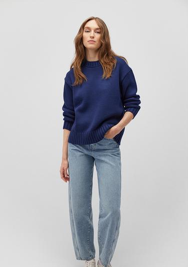  Mavi Bisiklet Yaka Lacivert Kazak Oversize / Geniş Kesim 1710516-84371