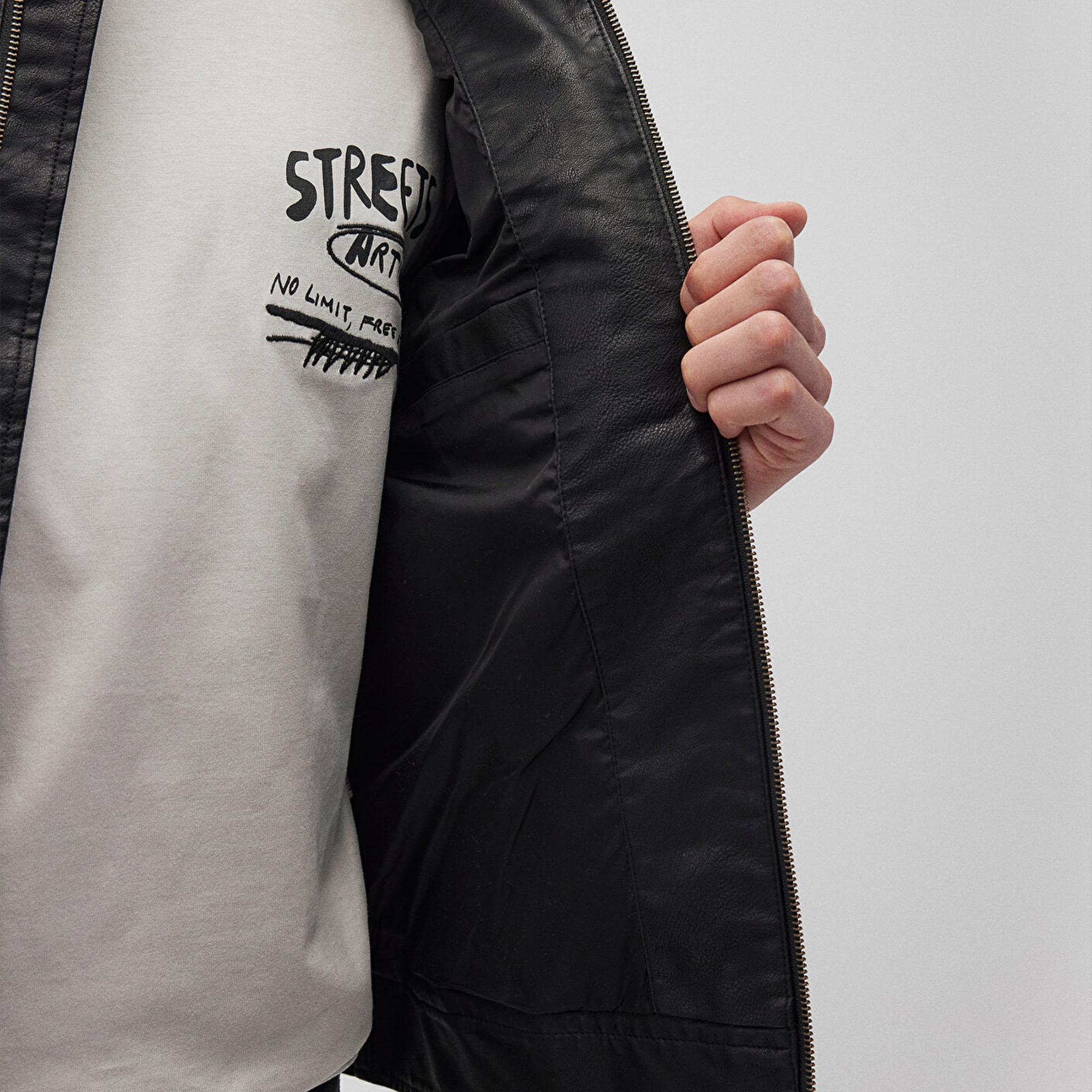 Mavi Siyah Suni Deri Ceket Slim Fit / Dar Kesim 0110438-71379