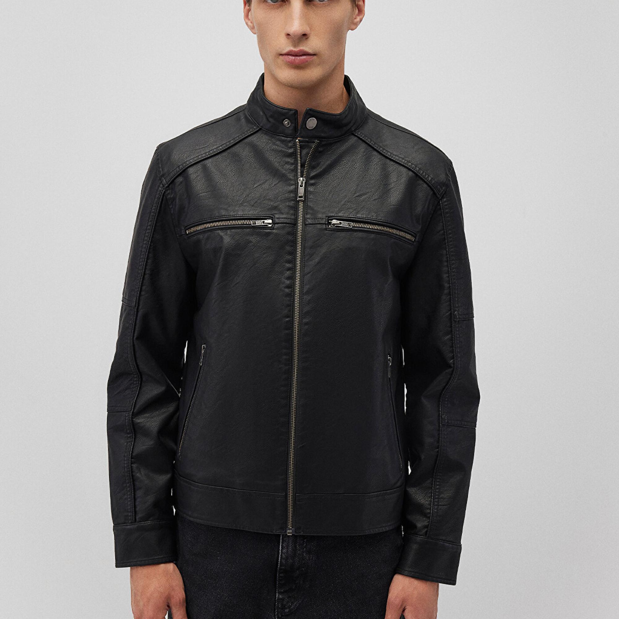 Mavi Siyah Suni Deri Ceket Slim Fit / Dar Kesim 0110438-71379