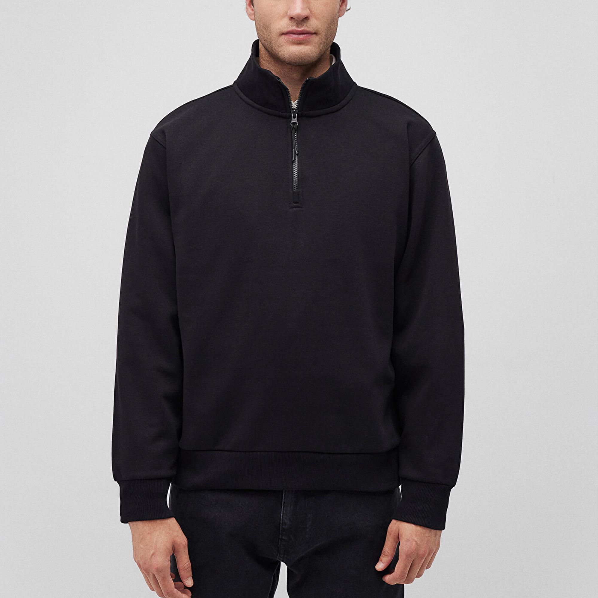 Mavi Yarı Fermuarlı Siyah Basic Sweatshirt 0S10278-900