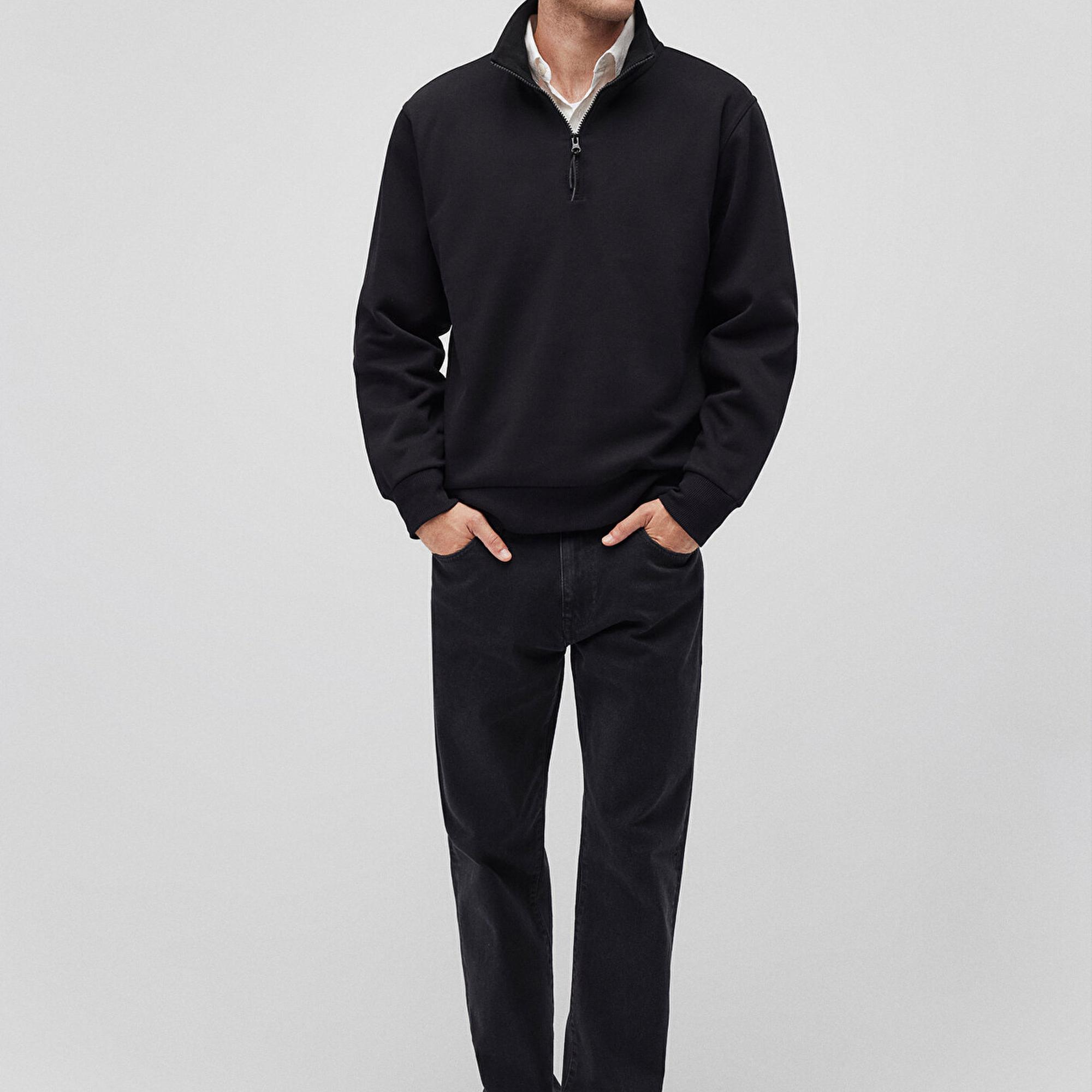 Mavi Yarı Fermuarlı Siyah Basic Sweatshirt 0S10278-900