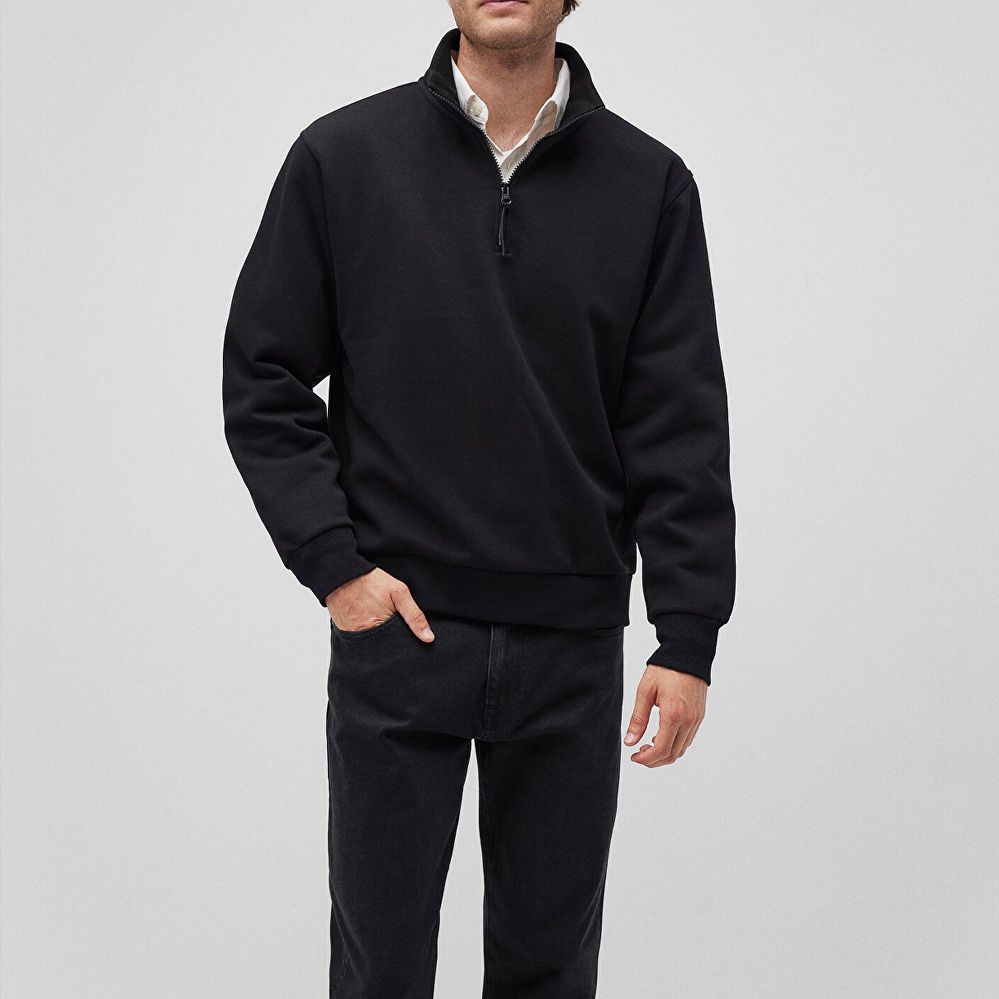 Mavi Yarı Fermuarlı Siyah Basic Sweatshirt 0S10278-900