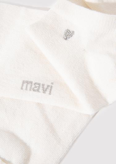  Mavi Kalp Nakış İşlemeli Beyaz Patik Çorap 1912793-620